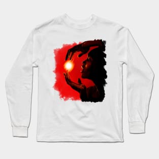 woman with fire Fire wooman Long Sleeve T-Shirt